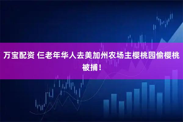 万宝配资 仨老年华人去美加州农场主樱桃园偷樱桃被捕！